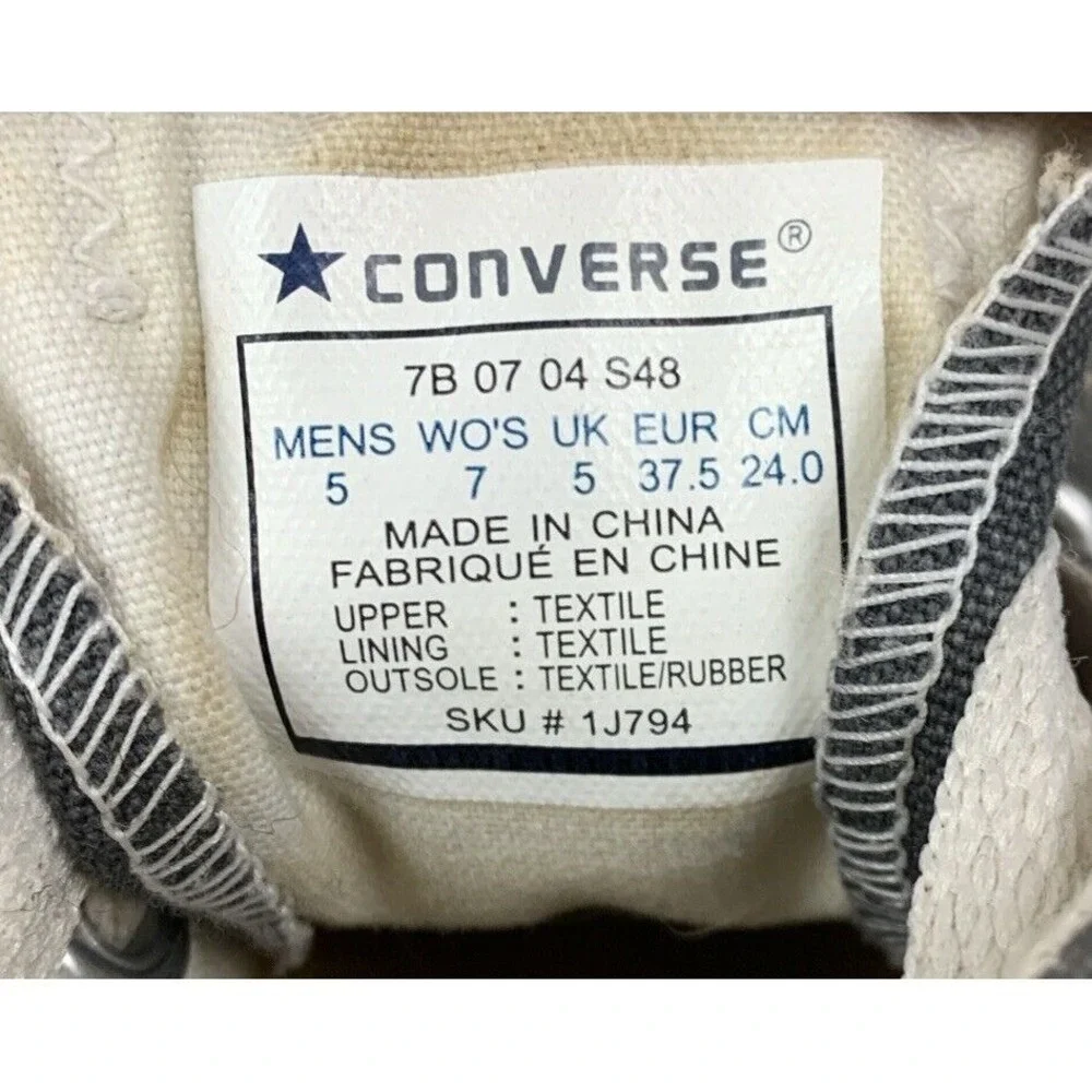 Converse [Size‎ Women's 7 Men's 5] Low Top Gray Canvas Sneakers Lace Up - Picture 3 of 10